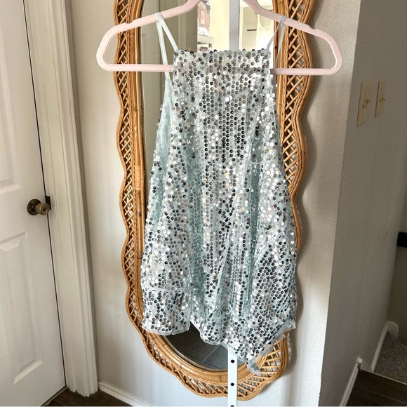 Anthropologie / Sequin Halter Handkerchief Tank Top in Blue - Picture 4 of 5